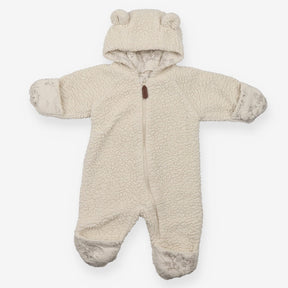 Fleece Pramsuit Cream with Bear Ears