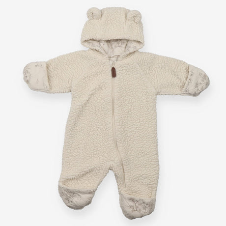 Fleece Pramsuit Cream with Bear Ears