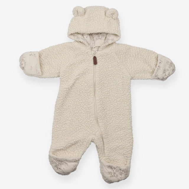 Fleece Pramsuit Cream with Bear Ears