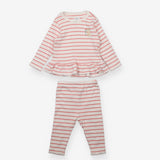 Pyjamas white pink strip peplum top rabbit