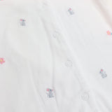Romper white collared with mice and flowers