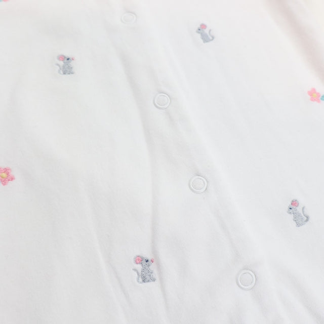 Romper white collared with mice and flowers