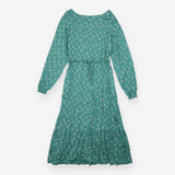 Maxi Dress Teal Floral Wrap Front Long Sleeve