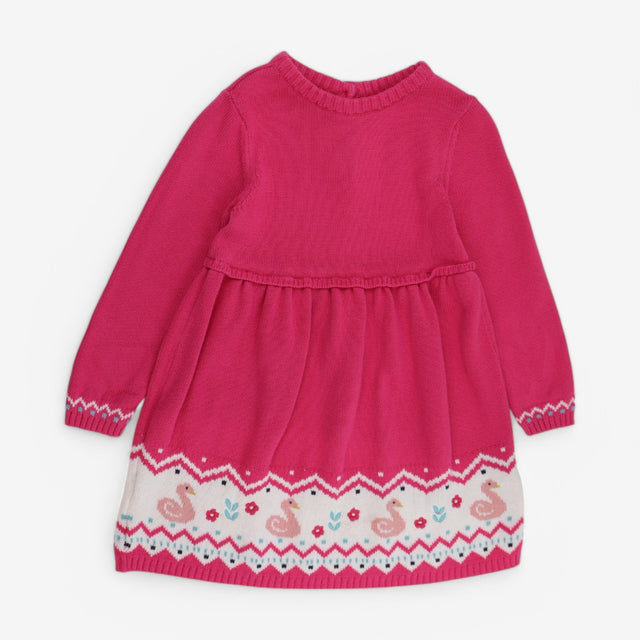 Knit Dress Pink With Swans