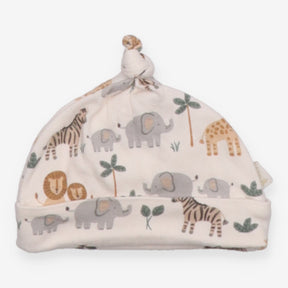 Baby Hat Knotted Safari Animal Print Cream