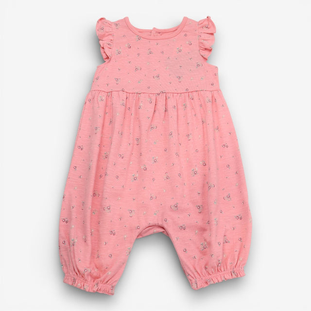 Pink romper flowers frill sleeves