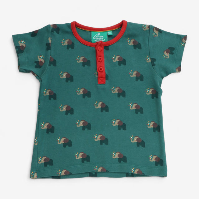 T-shirt green elephant red collar