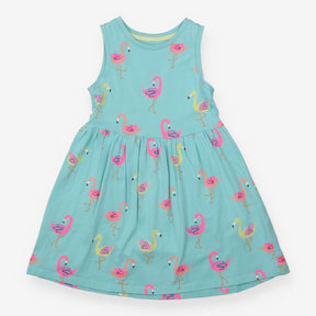 Dress sleeveless blue flamingo