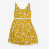 Yellow and White Floral Fit and Flare Midi Dress