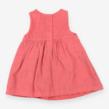 Pink cord dress with bunnies and birds