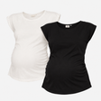 Maternity T-Shirts Two Pack Black White Turn-Up Sl