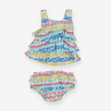 Bikini white coloured lines of flowers