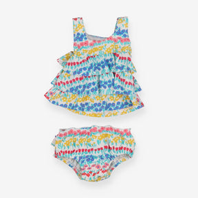 Bikini white coloured lines of flowers