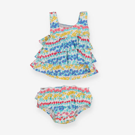 Bikini white coloured lines of flowers