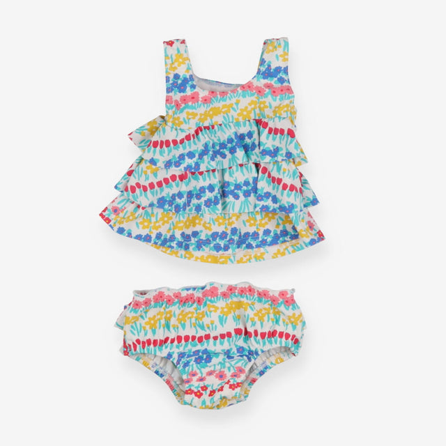 Bikini white coloured lines of flowers