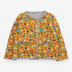 Reversible Jersey Cardigan grey and yellow floral