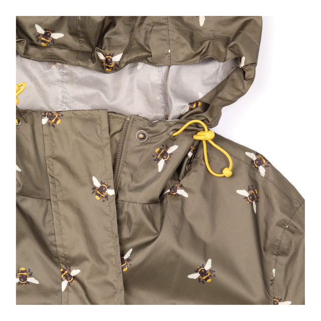 Right As Rain Waterproof Packaway Parka Bee Print 