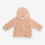 Teddy fleece neutral embroidered flowers