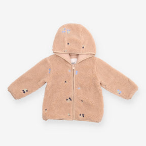 Teddy fleece neutral embroidered flowers