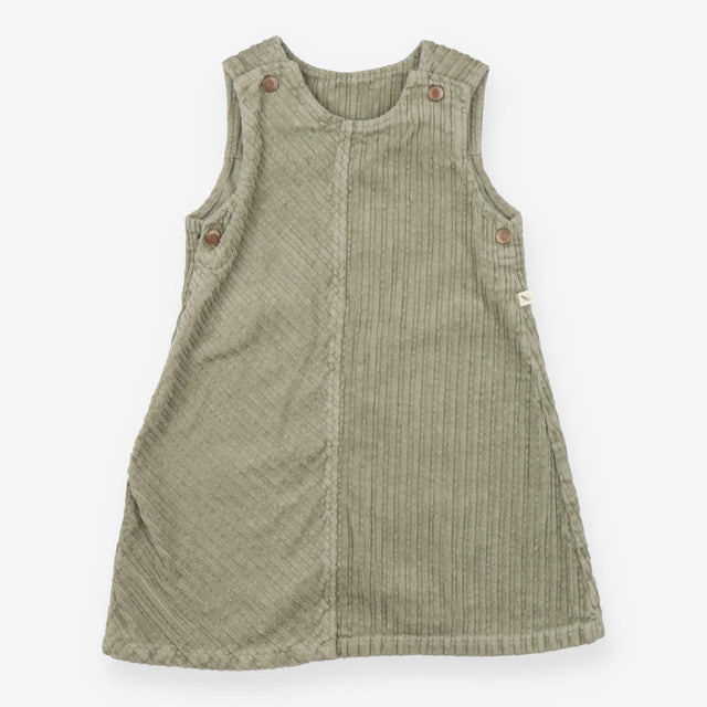 Green cord pinafore dress