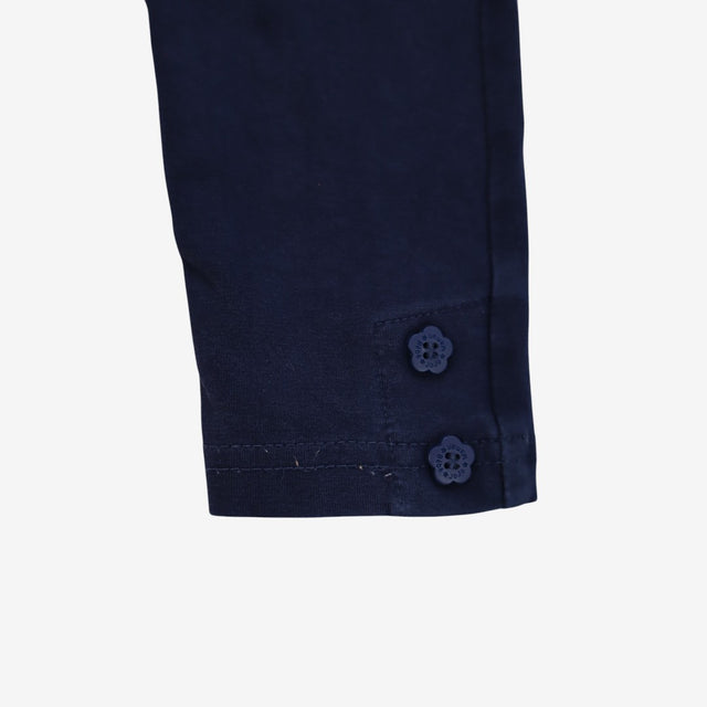 Navy Button Leggings
