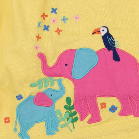 Dress yellow elephants and toucan 