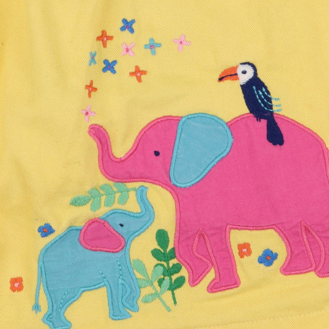 Dress yellow elephants and toucan 