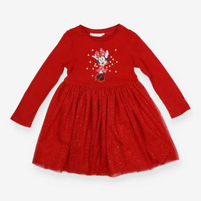 Dress Long Sleeve Red Tulle Minnie Mouse Applique