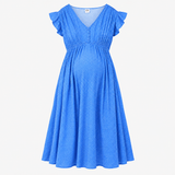 Dress Blue White Polka Dot Maternity Midi