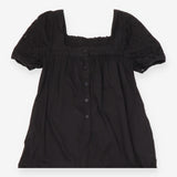 Midi Tiered Dress Broderie Square Neck Black
