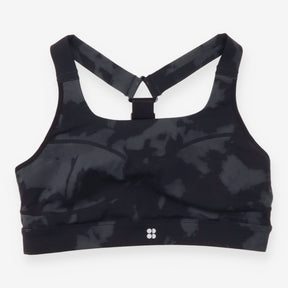 Black Tonal Print Power Medium-Impact Sports Bra