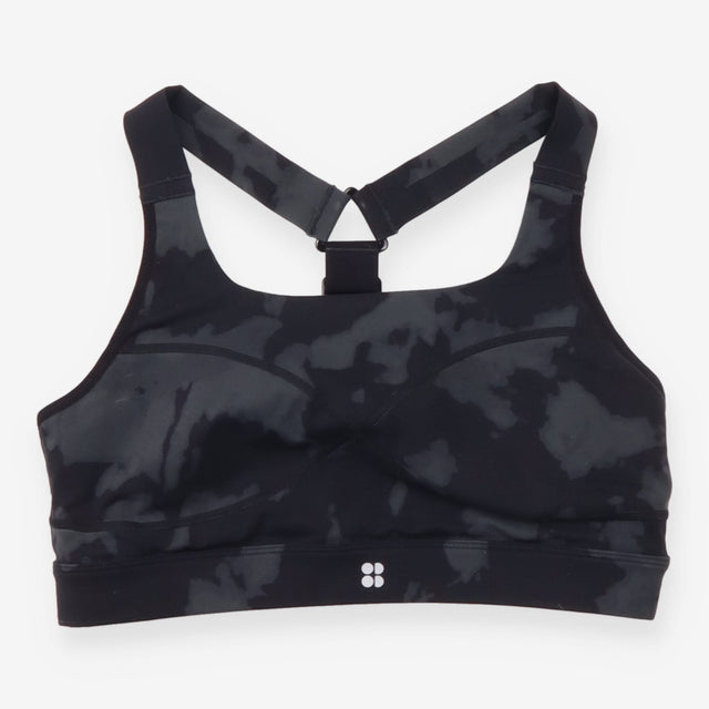 Black Tonal Print Power Medium-Impact Sports Bra