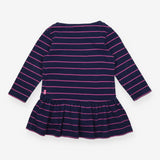 Jersey Dress navy with Pink Stripes and Boat