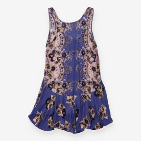 Mini Beach Dress Blue Floral Ruffle Hem