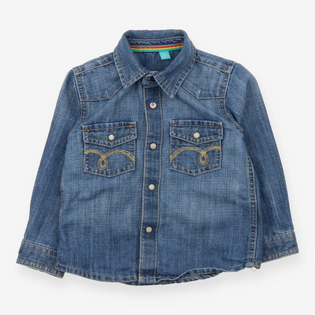 Shirt denim stripe lining to collar