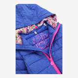 Puffer coat blue with floral lining 