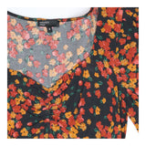 Maxi Dress Black Orange Floral Cut Out Ruched Bust