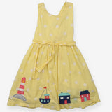 Dress Yellow with Dots Light House, Boat and House