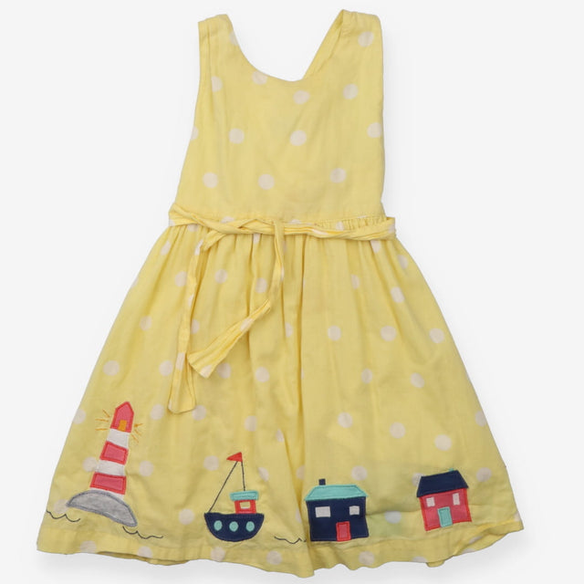 Dress Yellow with Dots Light House, Boat and House