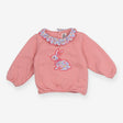 Sweater Peachy Pink Ditsy Collar with Ditsy Bunny