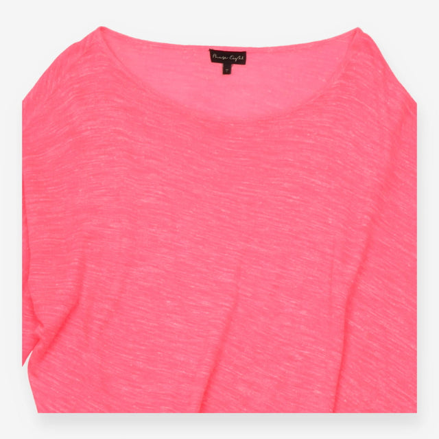 Top Pink Cowl Neck Draped Oversized Long Sleeve Kn