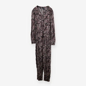Jumpsuit Long Sleeve Black Paisley Print