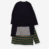 Tee 3pcs LS blue grey green stripe