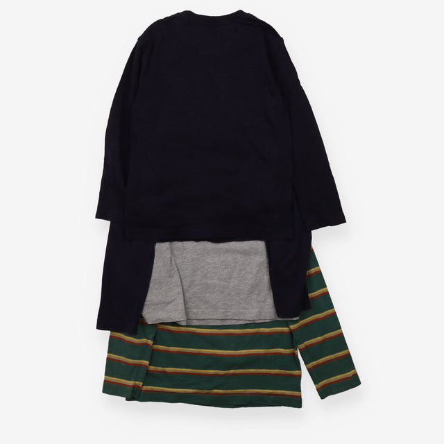Tee 3pcs LS blue grey green stripe