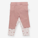 Leggings ribbed pink white floral 2 Pack