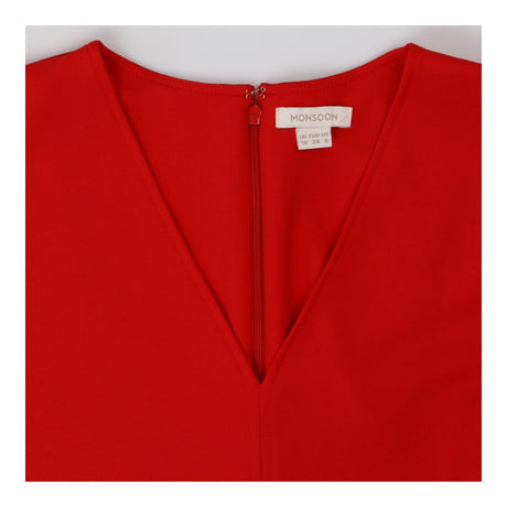 Red Angel Sleeve Midi Dress with Silver Buckle Bel