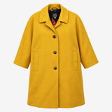 Coat Mustard Yellow Wool Blend Cocoon Three Quarte