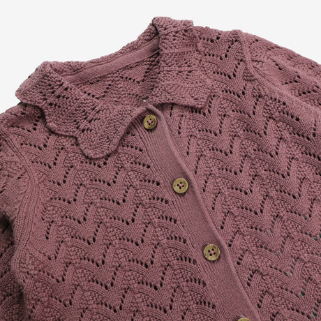 Cardigan Plum Frill Collar