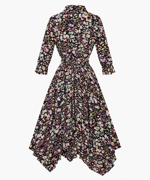 Hush Black Multicolour Floral Print Shirred Waist 