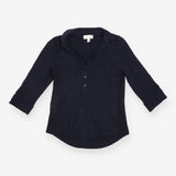Top Navy Blue 3/4 Sleeve Henley Shirt